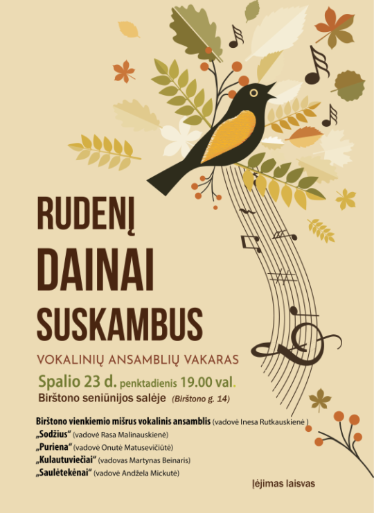 Ansamblių vakaras „Rudenį dainai suskambus’26”